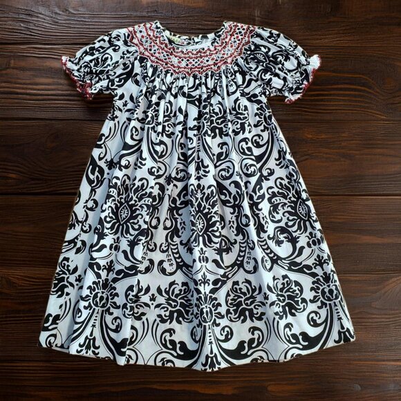 Le' Za Me Bishop Smocked Black and White Dress Size 2T - Picture 1 of 7